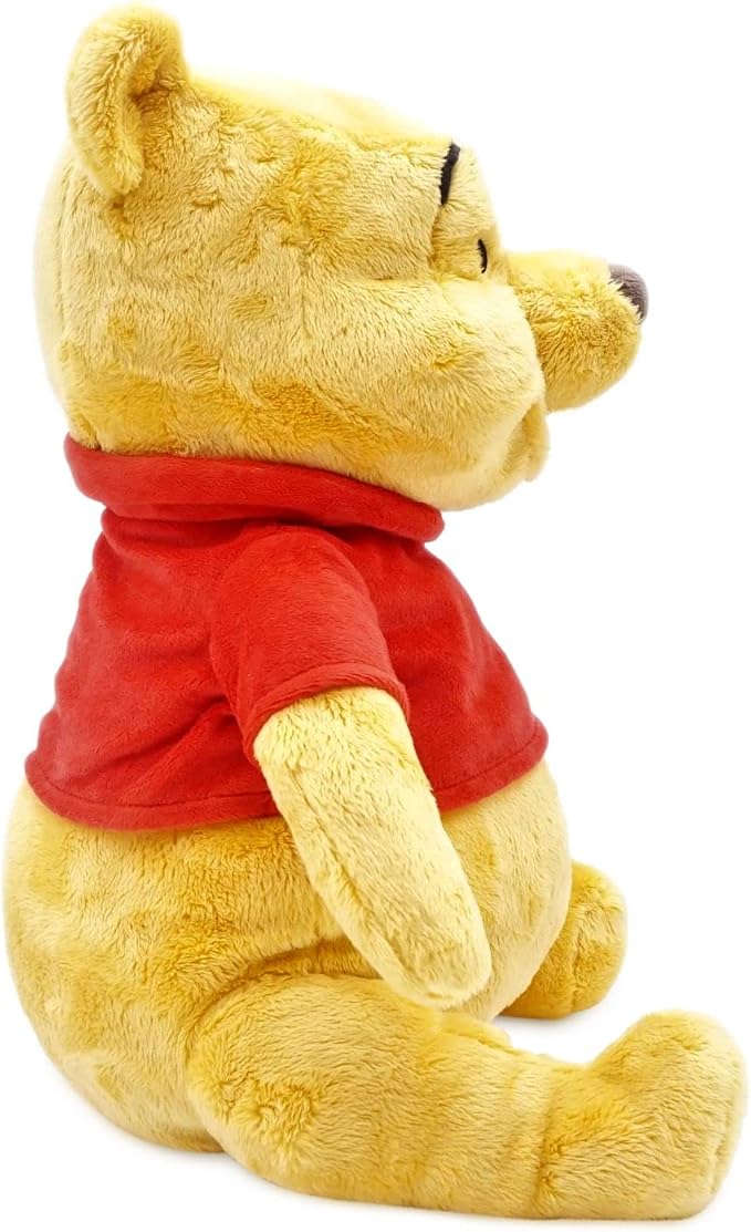 Disney Store Official Pooh Medium Soft Toy for Kids, Cuddly Character with Fuzzy Texture and Embroidered Details, Red T-Shirt, Disney Plushy Suitable for All Ages
