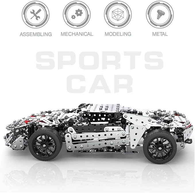 Building Sets Stem Assembly Metal 3-D Puzzle Off-Road Model Car Building Kit Construction Set Toys Assembly RC Metal Racing Car 867PCS/Included Motor