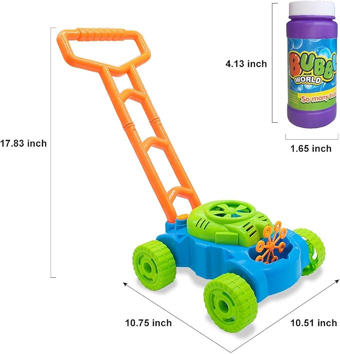 Lydaz Bubble Lawn Mower for Toddlers 1-3, Kids Bubble Machine for 1-Year-Old Boys Toy Gifts, Gardening Easter Basket Stuffers Birthday Toys, Push Summer Outdoor Toys for Preschool Baby Boys Age 1 2 3