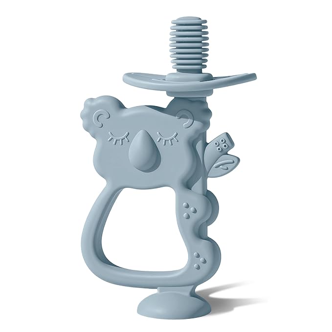 Moonkie Teething Toy, Safe & Easy to Hold BPA Free Silicone Teethers, 360° Baby Toothbrush with Suction Base, Teether Toys Best for Babies 6-12 Months (Koala Ether)
