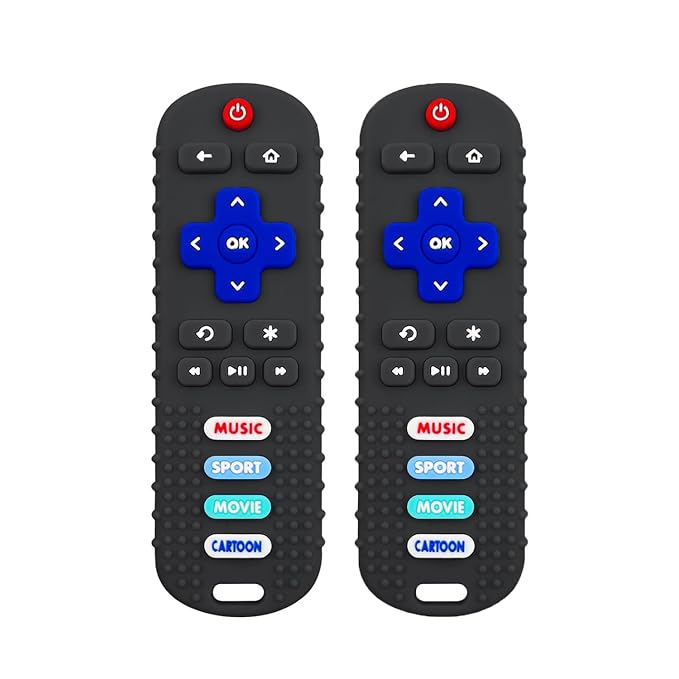 2 Pack Remote Control Shape Teether for Baby,Babies Toy, TV Remote Control,Silicone Remote Control Teething Toys