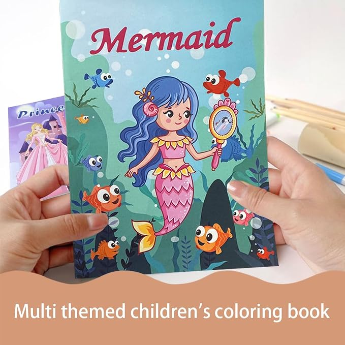 24 Mini Coloring Books Suitable for Kids Ages 2-4 and 4-8,Small Party Gifts,Bulk Birthday Gifts,Gift Bag fillers Include Dinosaurs,Mermaids,Animal,Princess(24-A)