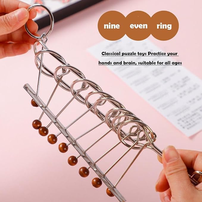 Metal Brain Teaser Puzzles for Adults,IQ Test Mind Games Toys Metal Wire Rings Trick Puzzle,Unlock Interlocking Puzzle Education Smart Toys for Adults Teens