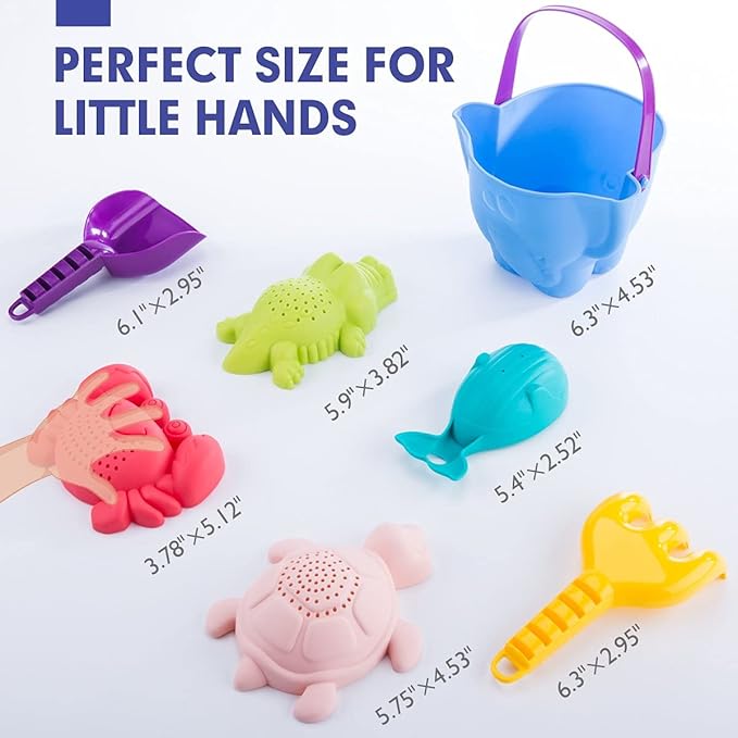 hahaland Beach Toys for Toddlers 1-3 - Sand Toys for Toddlers 1-3, Baby Bucket Rake Shovel Set, Bath Water Outdoor Toy for Boys Girls, Sandbox Toy for 1 Year Old Toddler Toys Age 1-2