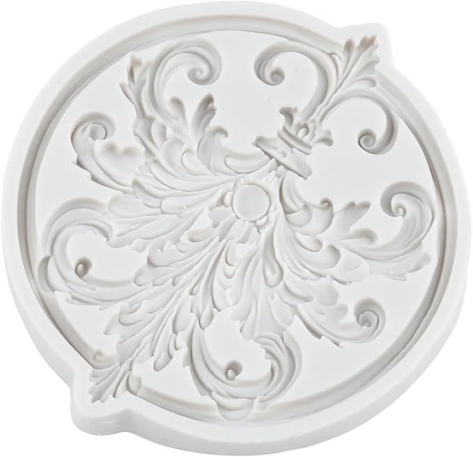Baroque Relief Lace Silicone Mold Curlicues Scroll Lace Polymer Clay Mold Vintage Relief Flower Filigree Molds for DIY Crafts Epoxy Resin Casting Air Dry Polymer Clay Plaster Jewelry Making