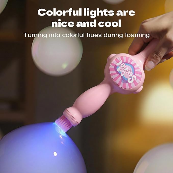 2026 New Fog Bubble Machine, Rechargeable Automatic Electric Smoke Bubble Machine, Magic Smoke Bubble Maker, Colorful Lights & Music, Bubble Fog Game for Parties, Summer, Beaches(Pink)