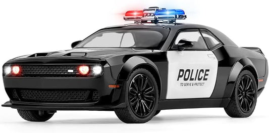 Police Car Toys for Boys Age 3-12 Metal Toy Cars with Light and Sound Pull Back Diecast Model Car Collectable Muscle Cars for Kids 3+ Year Olds