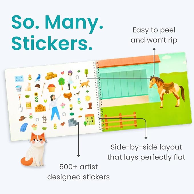 Pet Animals 500+ Kids Sticker Book by Cupkin Toddler Airplane Travel Activity Coloring and Sticker Book, Road Trip Essentials, 12 Coloring Pages 12 Scenes for Ages 2–8 Years