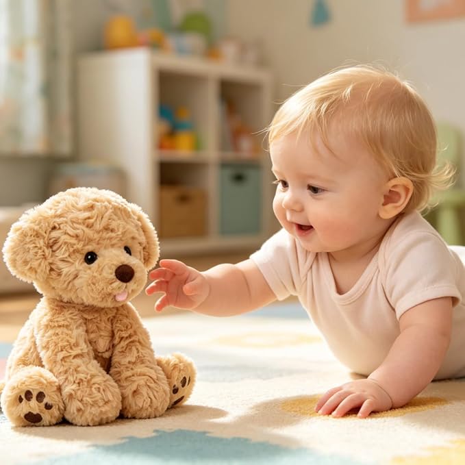 Hopearl Adorable Puppy Plush Toy Floppy Ultra Soft Dog Cute Stuffed Animal Golden Retriever Holiday Birthday Gift for for Boys Girls Kids Toddlers, Brown, 9''