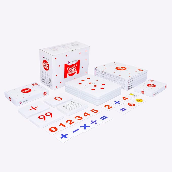 Hungry Brain Red Dots Math Flash Cards for Kids Ages 3-10 – Addition, Subtraction, Multiplication & Division Learning Cards – Educational Math Flashcards for Kindergarten, Homeschool, Classroom