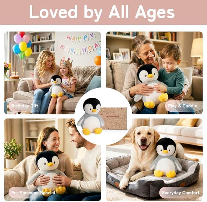 Niuniu Daddy 14" | 3.5 Pound Penguin Weighted Stuffed Animal for Kids & Adults, Large Plush Toy with Soft Fur, Weighted Plushies Pillow for Sensory Calm, Huggable Gift for Everyday Comfort