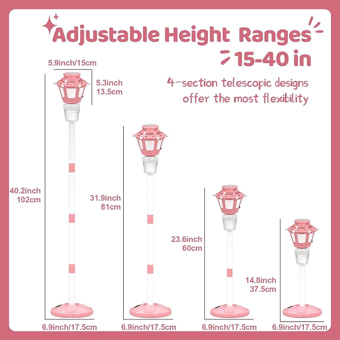 Bubble Machine for Kids Outdoor, 40" Adjustable Height Automatic Bubble Blower with Light & Rechargeable Battery, Bubble Maker Toy for Toddlers Party Birthday (Includes 3 Solution), Pink