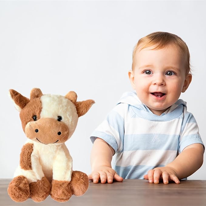 BSVOME 9 inches Cow Stuffed Animal Soft Plush Cute Cow Doll for Boys Girls (Brown Cow)