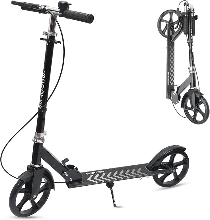Scooters for Kids 8-12,Scooter for Teens Adults with 8-Inch Big Wheels Foldable Lightweight, 4 Adjustable Height Levels, 240 lbs Max Load Portable Scooter with Hand Brake