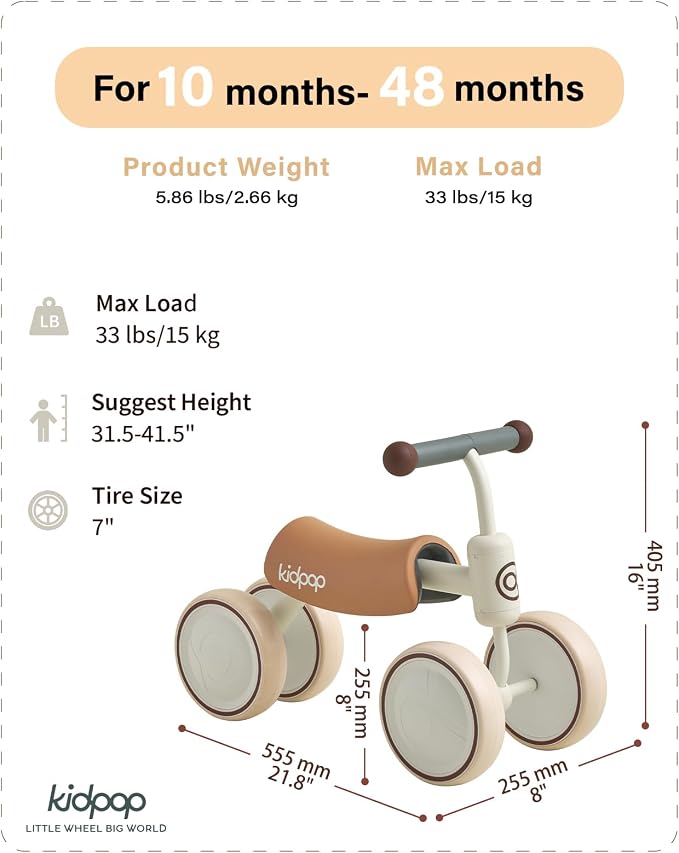 kidpop Big BEE Four-Wheeled Vehicle Kids Balance Bike