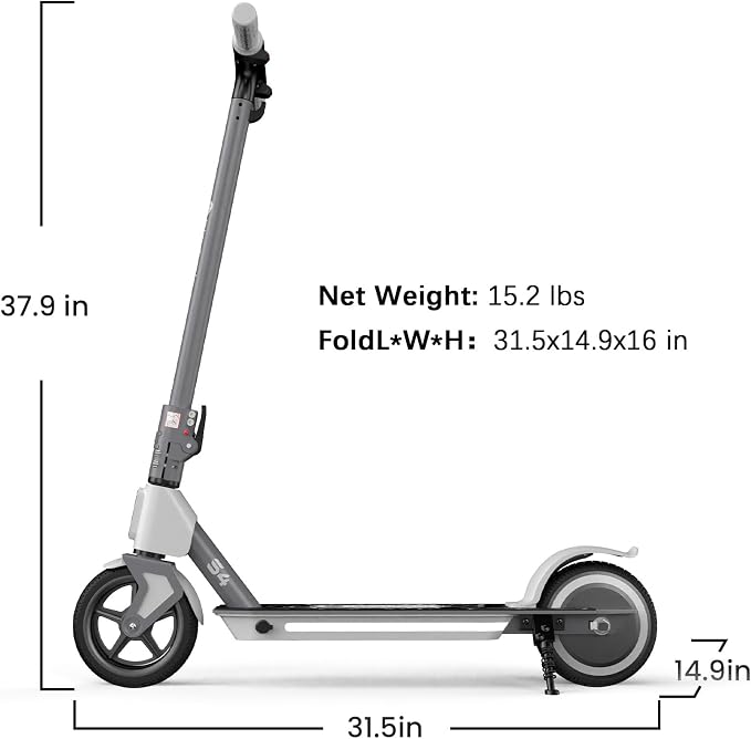 isinwheel S4 Electric Scooter for Kids Ages 6-14, 200W Foldable Kids Electric Scooter with 3 Speeds (5/8/12 Mph), LED Display, Colorful Lights, Gift for Kid