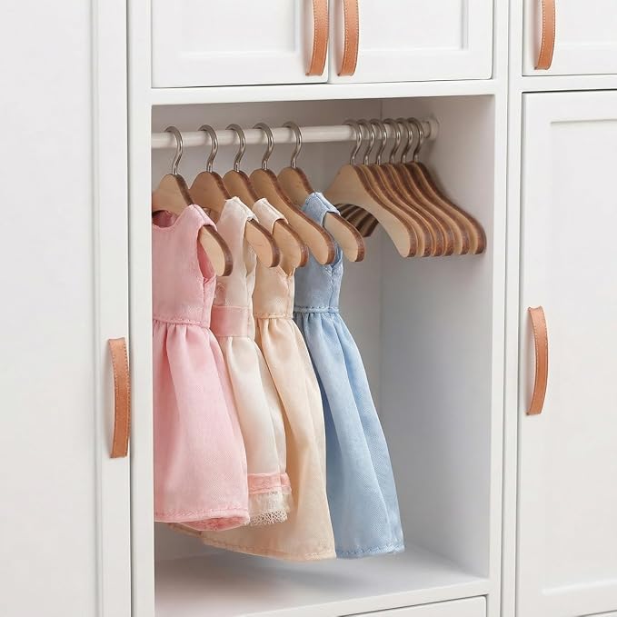 BESPORTBLE Wooden Dolls Clothes Hangers, 10pcs Mini Wooden Hangers Mini Dress Outfit Holders Dollhouse Miniature Accessories for Doll Clothes (4.68in)