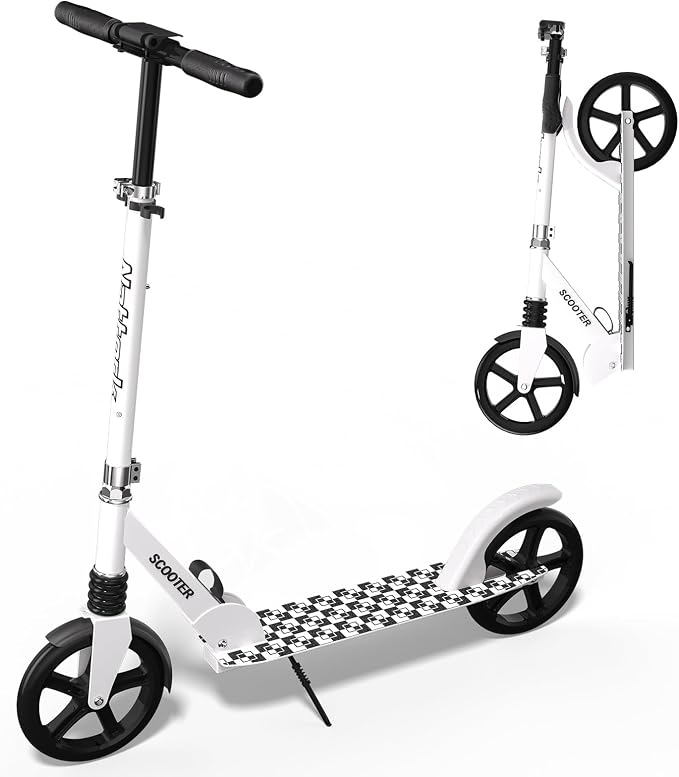 Nattork Kick Scooter for Age 6+ Kids Teens Adults, Max Load 240 LBS, Adjustable Height Foldable with 8" Large Wheels, Anti-Shock Suspension