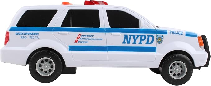 Daron NYPD Motorized Police SUV Toy – Official Licensed Patrol Truck with Lights & Sounds, Battery Powered Police Vehicle with Siren & Working Ladder for Kids Ages 3+