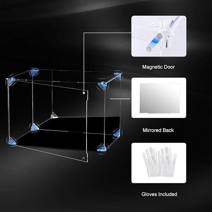 Acrylic Display Case for Collectibles Assemble Clear Football Display Case Box, Alternative Glass Case for Action Figures Lego Model Doll Toys Display (12x8x8 inch; 30x20x20 cm)