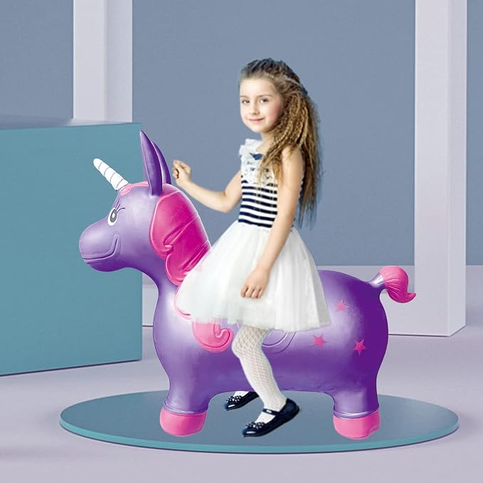 HotMax Unicorn Bouncy Horse Toys for 2 Year Old Girl, Toddlers Bouncing Animals, Ride on Rubber Jumping Toys for Baby Girl or Boy 1st Birthday Gift for 2 3 4 Year Old (Violet Unicorn)
