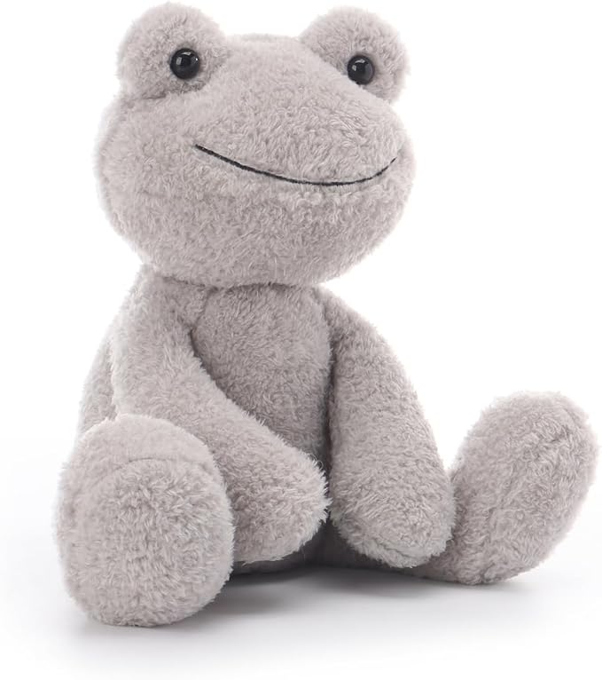 Apricot Lamb Grey Velvet Frog Stuffed Animals for Kids, Soft Cute Plush Toys for Baby Girl and Boy, 9 Inches