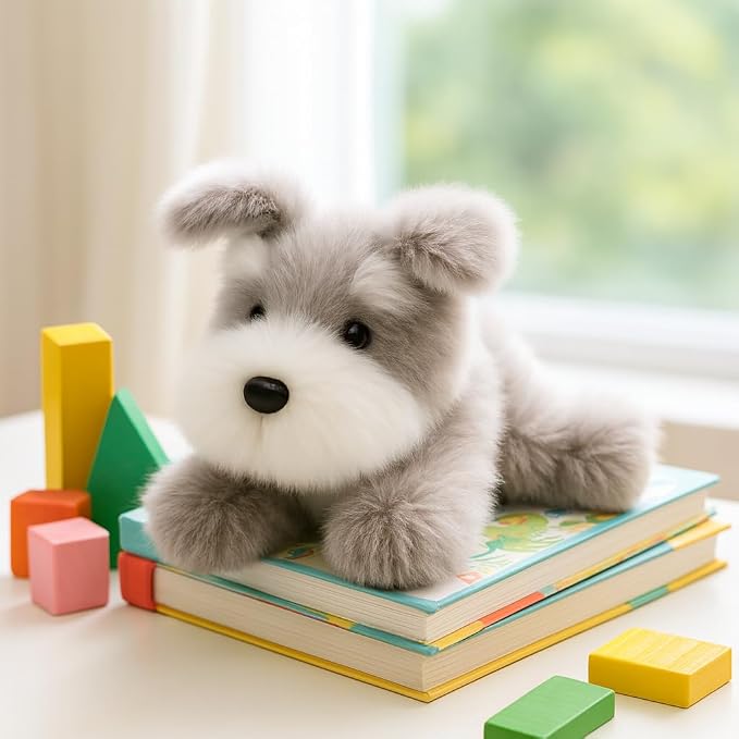 Adorable Schnauzer Dog Stuffed Animal Soft Plush Toy Cute Birthday Gifts for Boys Girls Kids Toddlers