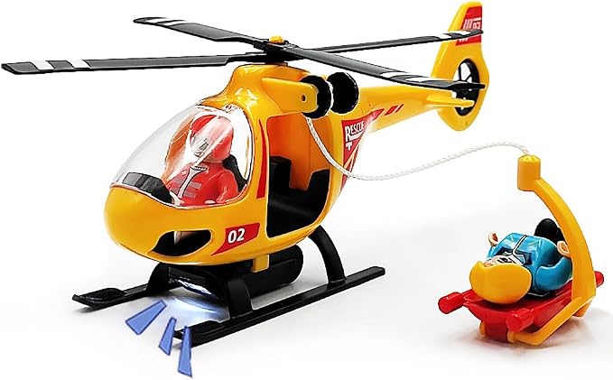 Wooden Train Cars Track Accessories Set Plane Toy with Light and Sound for Train Toys for 3-5-7 Boys Girls Years Old(Rescue Helicopter（with Light and Sound）)