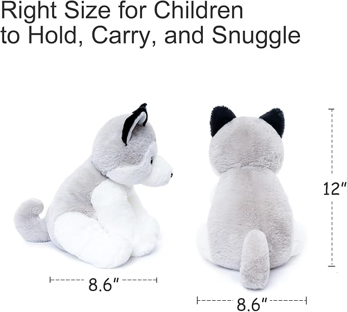 WEIGEDU Siberian Husky Stuffed Animals, 12 inches | Soft Puppy Plush Toy, For Kids, Girls, Boys, Baby, Birthday Gift, Bedtime Gift