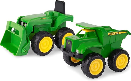 TOMY John Deere Vehicle Set - Includes Dump Truck and Tractor Toy with Loader for Sandbox - Kids Outdoor and Construction Toys - 6 Inches - 2 Count- Ages 18 Months and Up