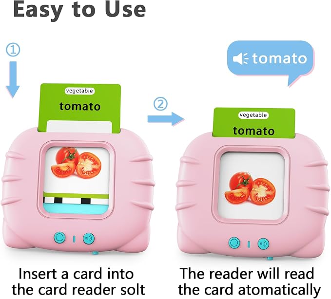 Lapare Audible Flash Cards Toys for Toddlers 2 3 4 5 6, Learn ABC Letters, Numbers 0-100,Phrases,Objects, Adjectives, and More Dolch Sight Words, 280 Cards with 560 Words/Phrases (Pink)