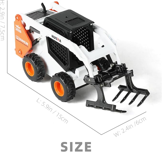 Grab Bucket Truck Toys, All-Metal Die-Cast Construction Claw Crane with Arm & Opening Bucket, 1:50 Scale Mini Excavator Model Collector's Desk Decor Gift for Kids & Adults- White