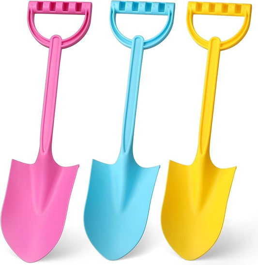 Big 16" Thick Beach Sand Toy Shovels for Kids Adults, Jumbo Scooping Spade Toys Kit Sandbox Toy for Yard Garden Lawn Play Sand, Outdoor Gardening Digging Tool Sturdy Gift Set for Boys Girls 3 Pack