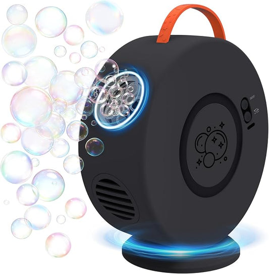 Bubble Machine Automatic Bubble Blower for Kids Toddlers Rechargeable Battery Portable Bubble Maker Electric Bubble Machine Auto Rotating 90°/360° Outdoor Toy for Easter and Birthday Gift