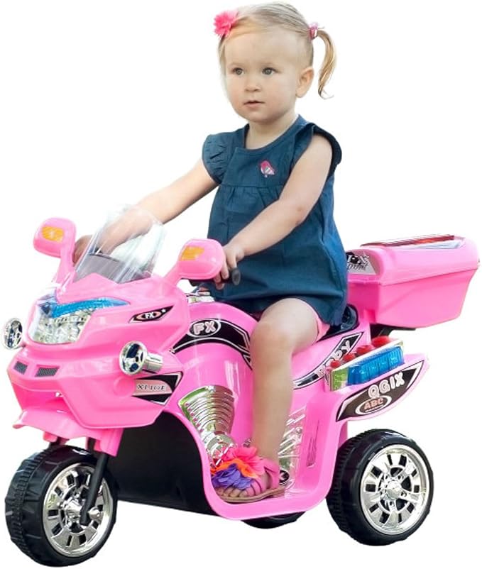 Kids Motorcycle - 3-Wheel Ride on Toy with Reverse, Sounds, and Headlights - 6V Electric Motorcycle for Kids Ages 3 to 6 by Lil' Rider (Pink)
