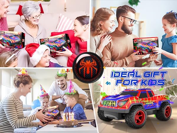 Spider RC Car for Kids, 1:24 Remote Control Car with Color-Changing LED Lights, 2.4GHz 50m Range, 2 Rechargeable Batteries, USB Charging Racing Toy Gift for Boys Girls Ages 6-7,8-12