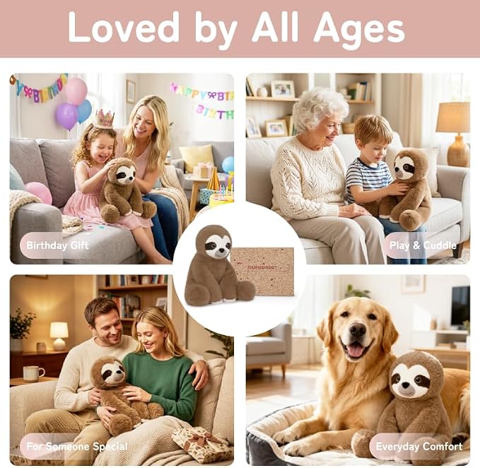Niuniu Daddy 14" | 3.5 Pound Sloth Weighted Stuffed Animals for Adults & Kid, Calming Sloth Plush for Hugging Pillow, Sitting Cuddly Toy Huggable Gift for Everyday Comfort for Boys Girls