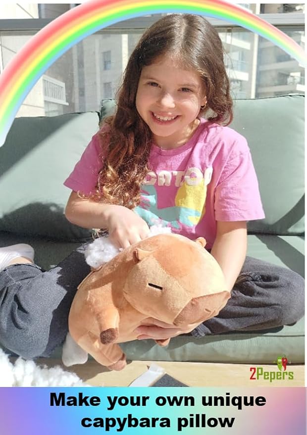 Make Your Own Capybara Toy, DIY Plushie Craft Kit, No-Sew Stuffed Animal Kit for Children, Puppy Birthday Gift for Kids Boys and Girls Ages 3 4 5 6 7 8, Arts Set STEAM Plush Pillow Creative Present