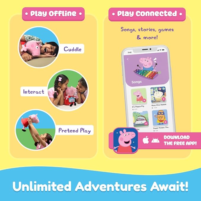 PlayShifu Peppa Pig Toy | Gift a Magical Storytelling Experience! | an Interactive Plush that Sings, Tells Stories & Plays Rhymes | Adorable for Boys & Girls Ages 3–6