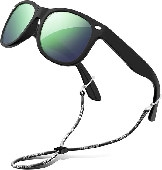RIVBOS Kids Sunglasses Polarized UV Protection Flexible Rubber Glasses Shades with Strap for Boys Girls RBK004