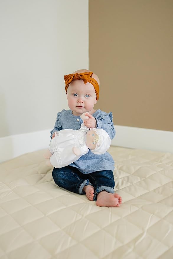 Genius Baby Toys Baptism Gift Baby Doll, Christening Doll in White Satin Dress, 12", Soft Plush, Gift-Ready Packaging, Catholic Baby Toy, Nontoxic, Baby Girls & Boys