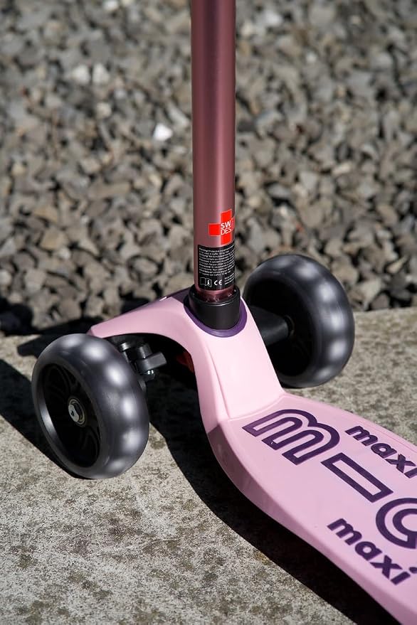 Micro Kickboard | Maxi Deluxe Pro LED Kids Scooter for Ages 5–12 | Children up to 110 lbs | 3 Wheel Lean-to-Steer Design | Chopper-Style Handlebar | Wide PU LED Wheels | Swiss Design