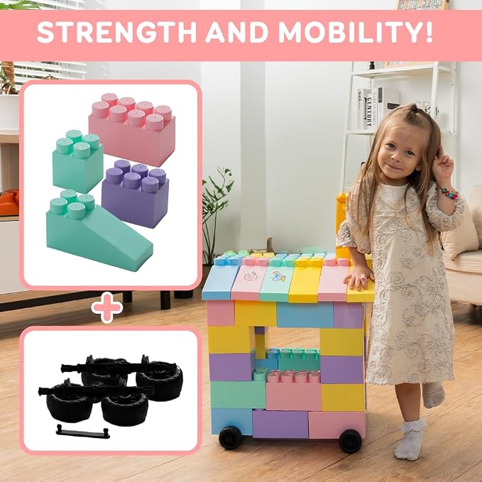 PLATPORTS 48-Piece Jumbo Big Blocks for Kids Ages 2–8 – Giant XL Large Plastic Building Blocks, Indoor/Outdoor Construction Play Set