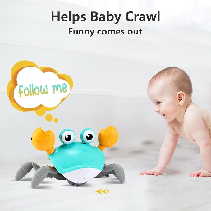 Crawling Crab Baby Toys 6–12 Months, Tummy Time Toys for Babies with Music and Lights, Interactive Infant toy for Crawling, Walking and Early Development, 1st Birthday Gift for Toddlers 1–3
