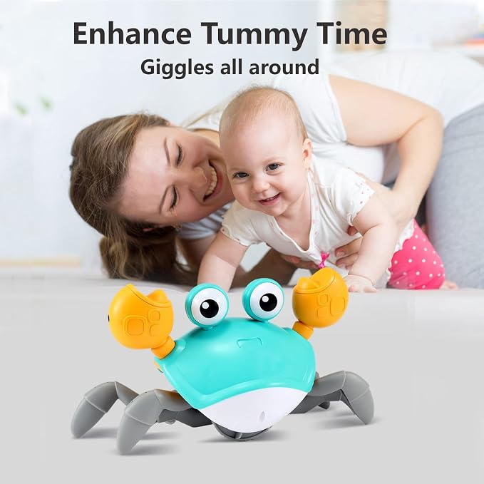 Crawling Crab Baby Toys 6–12 Months, Tummy Time Toys for Babies with Music and Lights, Interactive Infant toy for Crawling, Walking and Early Development, 1st Birthday Gift for Toddlers 1–3