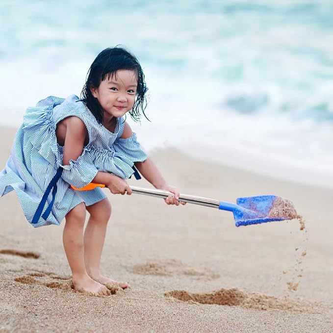 Kids Stainless Steel Snow Shovel, Kids Snow Shovel Beach Shovels for Stainless Steel with Plastic Scoops and Handle 3PCS