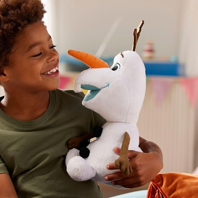Disney Store Official Olaf Medium Soft Toy for Kids, Cuddly Character with Fuzzy Texture and Embroidered Details, Satin Tooth, Disney Plushy Suitable for All Ages