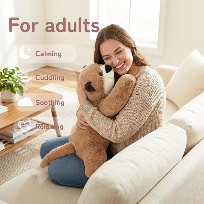 Niuniu Daddy Weighted Otter Stuffed Animal for Kids & Adults, 20 Inch 3.3lb Large Plush Toy with Soft Fur, Weighted Plushies Pillow for Sensory Calm, Huggable Gift for Everyday Comfort