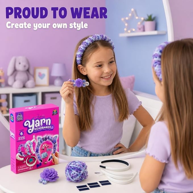 PURPLE LADYBUG Yarn Headbands for Girls - Great 5 Year Old Girl Gifts, Fun 7 Year Old Girl Birthday Gifts Idea, Girls Hair Accessories, Arts and Crafts for Kids Ages 6-8, Make Your Own Kids Headbands
