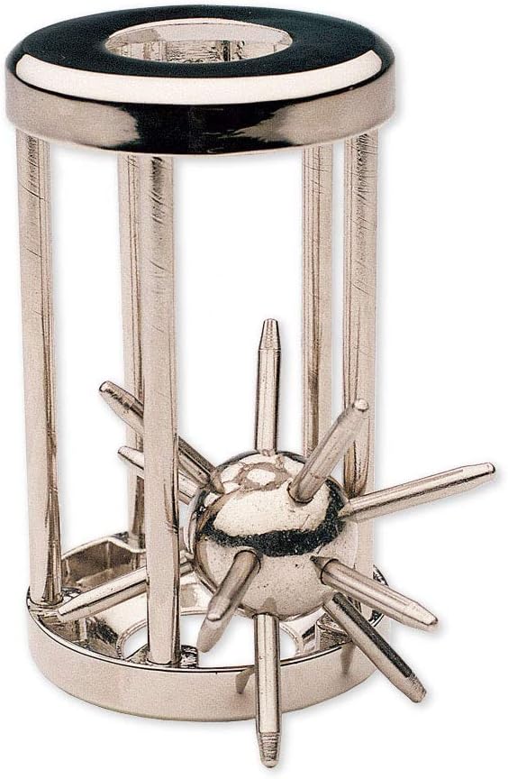 Bits and Pieces Metal Brain Teaser Puzzle - Spiked Ball Disentanglement Puzzle, 3D Assembly Puzzles for Adults